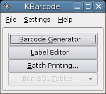 KBarCode Main Window