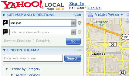 Yahoo maps beta